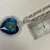 Heart-Shaped Blue Glass Pendant Necklace with Silver-Tone Chain - Elegant Design
