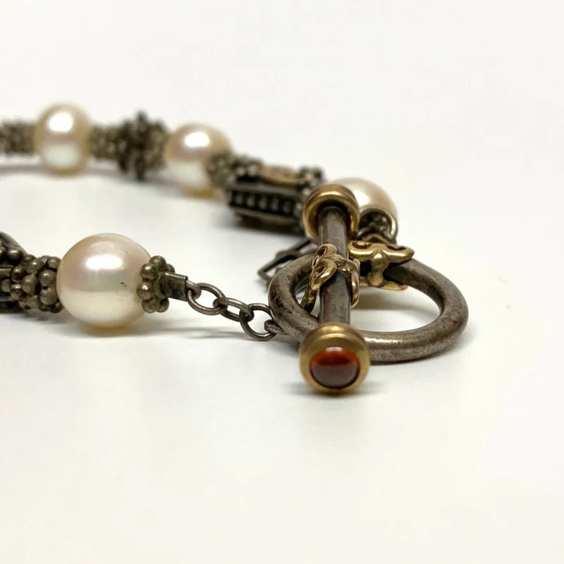 Elyse Ryan 925 Silver and 18K Gold Pearl Bracelet 7.5 in