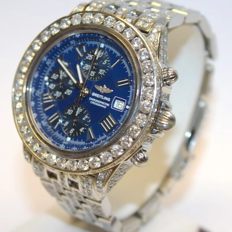 Breitling Crosswind Chronometer Stainless Steel 10.00 ct Diamond Watch