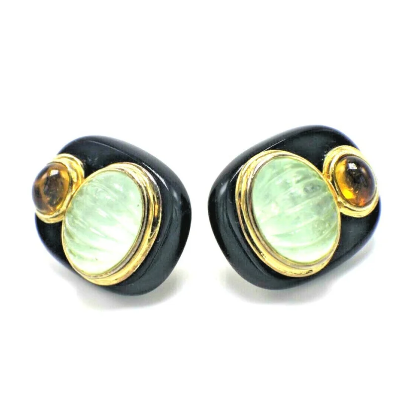 Vintage KYLO Sterling Silver Multi Color Quartz Gemstones Earrings
