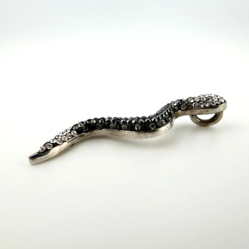 Vintage Sterling Silver Snake Pendant with Swarovski Crystals - JCM 925 Thailand