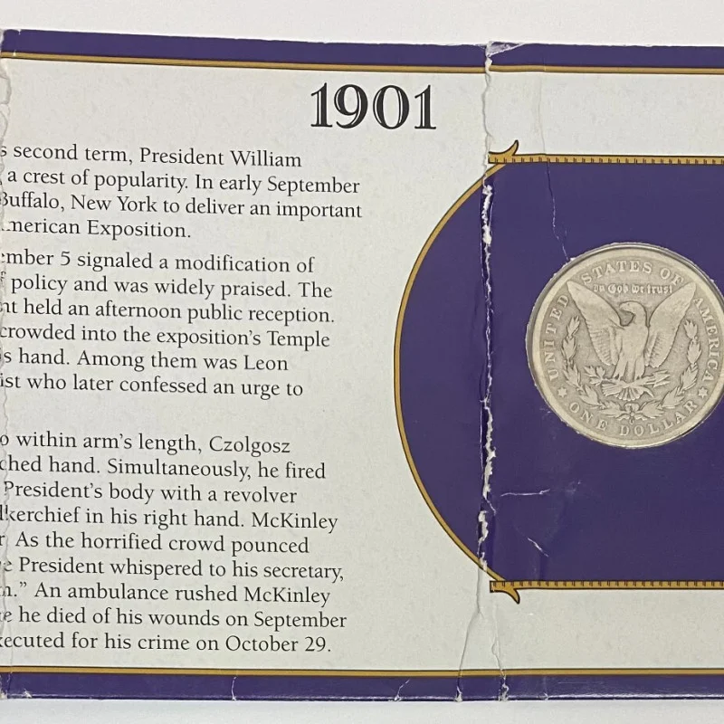 1901 O Morgan Silver Dollar U S Postal Commemorative Stamp Set Rare 25c Stamp
