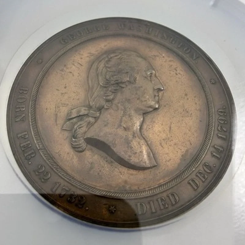 1860 George Washington Mint Cabinet Medal J-MT-23 60mm NGC UNC Details