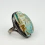 Rare Antique Large Silver Egyptian Blue Faience Scarab Hieroglyph Ring, Sz 7.25