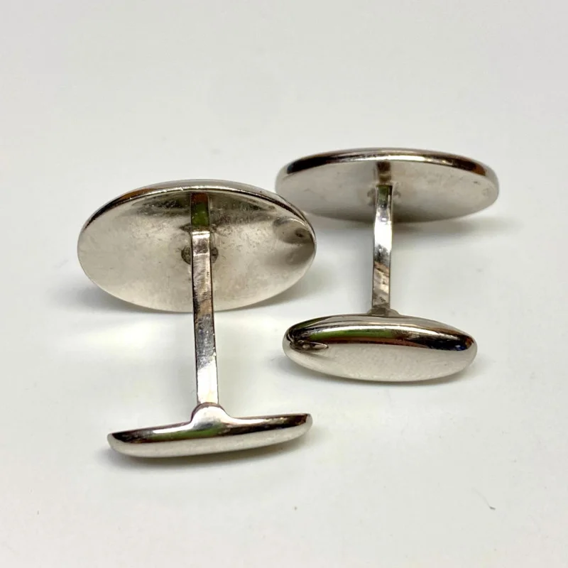 Sterling Silver Red Blue Enamel Cufflinks