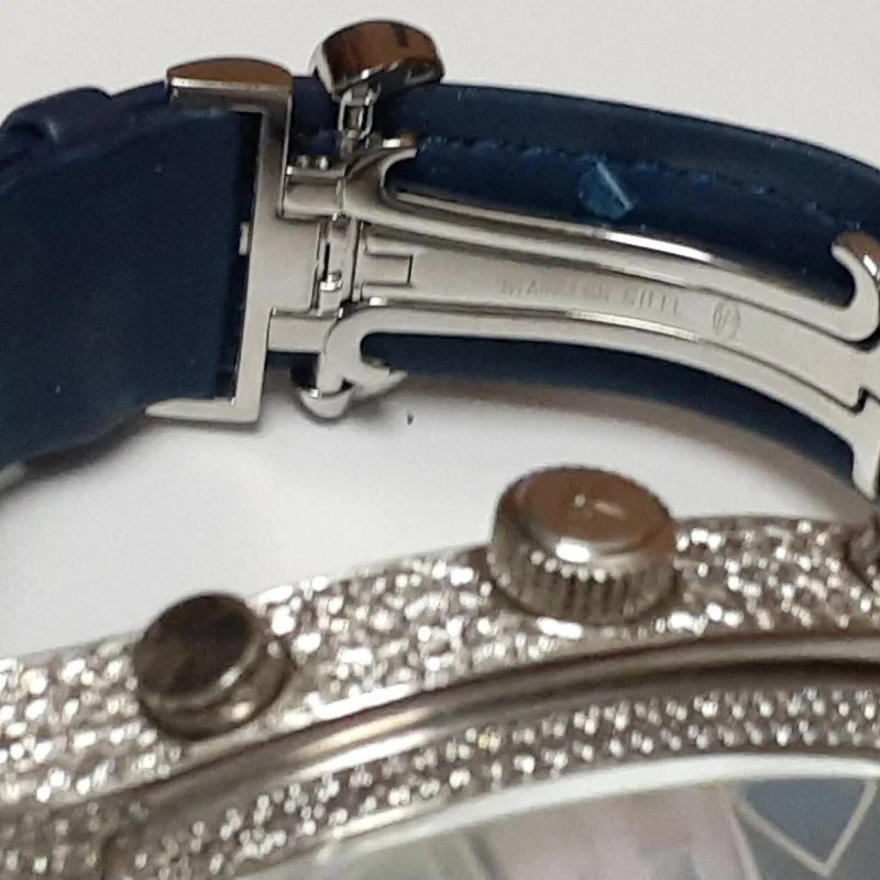 Unisex Diamond Jacob & Co Blue Leather Band Five Time Zone Quasar.