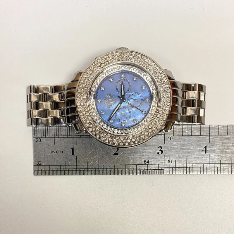 Techno Watch Blue Dial with 4ct Diamonds, 50 mm