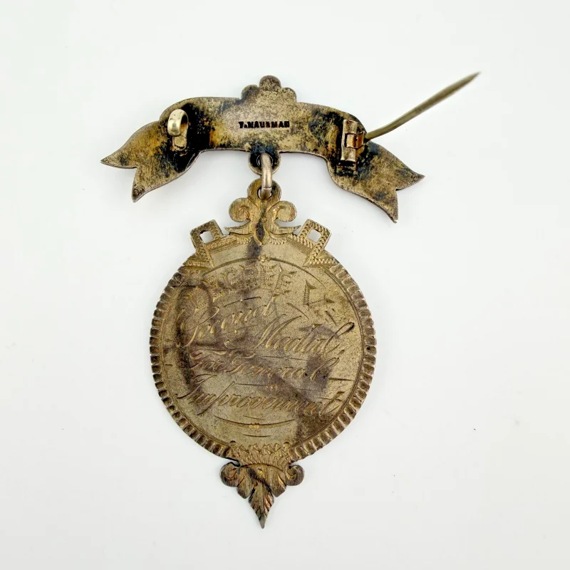 Antique Victorian 1886-1887 Pilcher's Studio of Music Silvered Medal - Named
