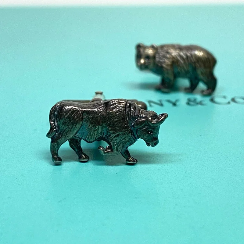 Tiffany & Co. Sterling Silver Bull Bear Cufflinks