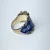 Vintage Guilloche Enamel Sterling Silver Floral Roses On Blue Ring, Sz 9.0