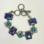 S J. 925 Sterling Silver Bracelet with Lapis Lazuli &Turquoise