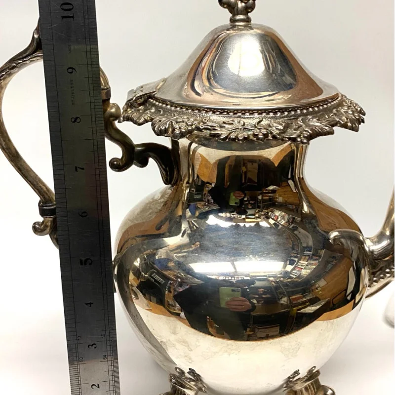Antique Silver On Copper Large Teapot