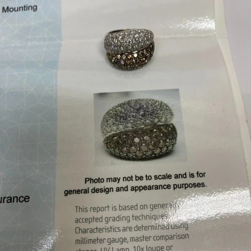 One Lady's Champagne And White Diamond Ring Mounting in Made of 18kt White Gold