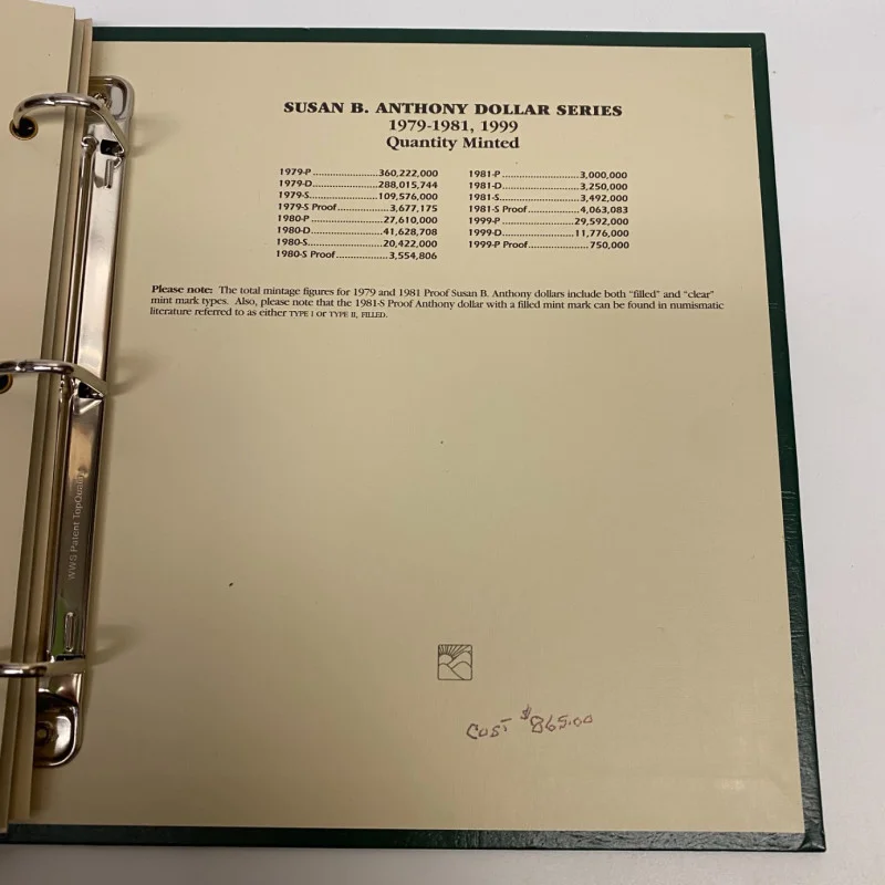Susan B. Anthony Dollars Series 1979-1981, 1999, LCA12, 18 Coins