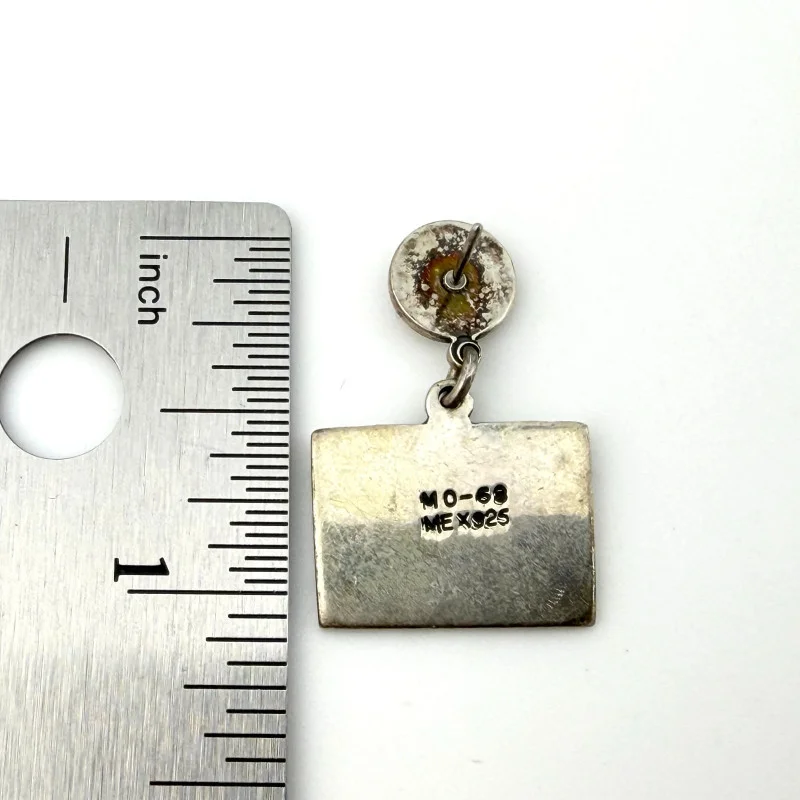 Mexican Sterling Silver Aztec Dangle Earrings - MO-68 MEX 925