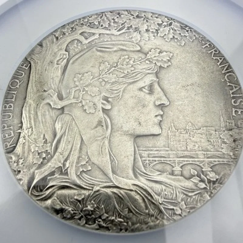 1900 France Paris World Fair Silver Medal NGC AU58 Chaplain Sharon Sanitarium