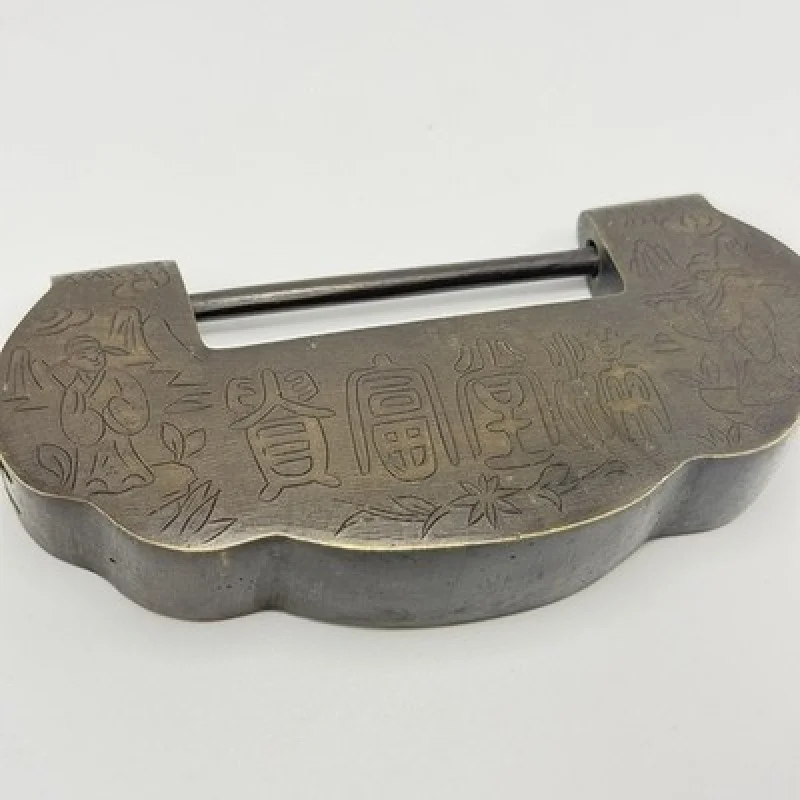Rare Antique Chinese Engraved Figural Padlock Exceptional Asian Collector Piece