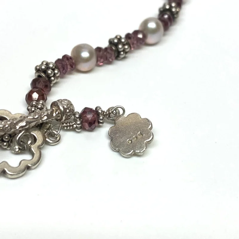 ML Sterling Silver 925 Pink Faceted Glass Stylish bead Bracelet