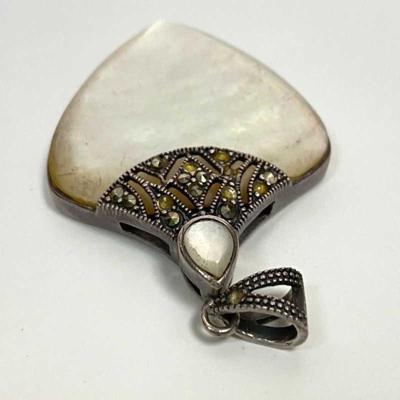 Sterling Silver Pendant Shell and Marcasite stones