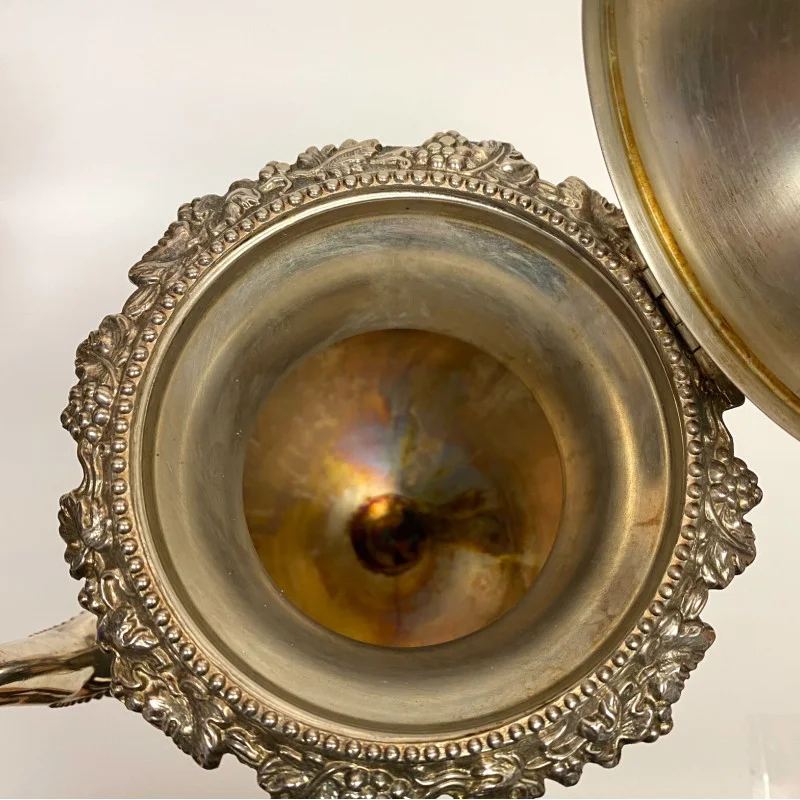 Antique Silver On Copper Large Teapot