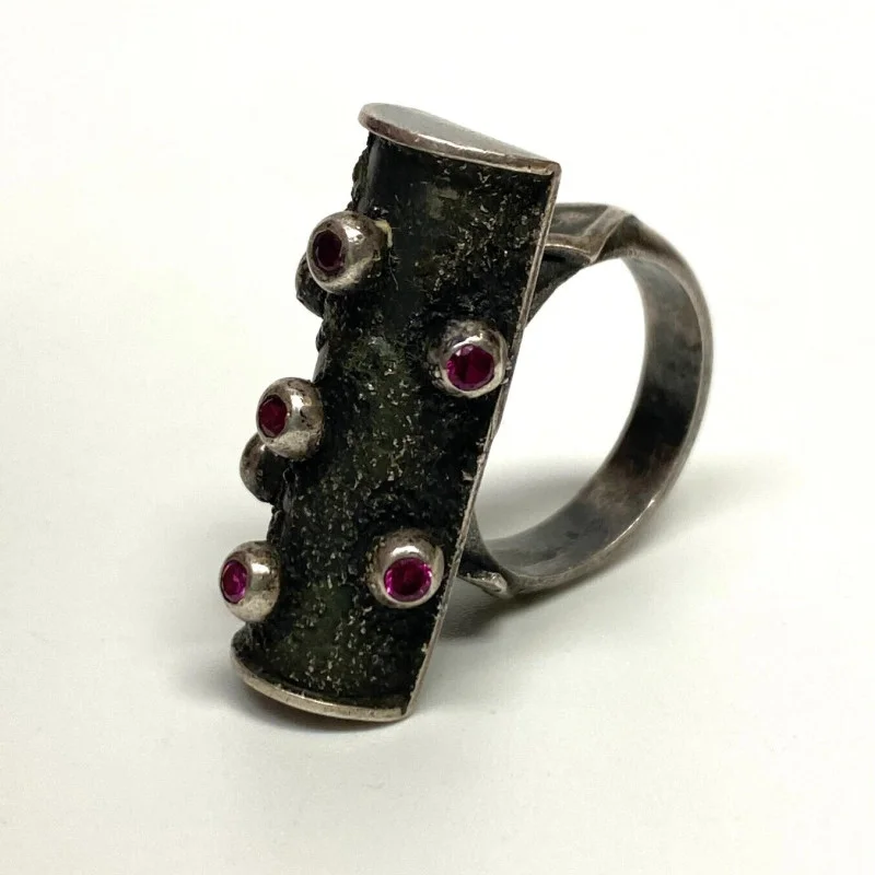 Vintage Ruby & Sterling Silver Cocktail Ring