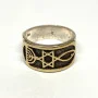 925 Sterling Silver And Gold Decorative Star of David Men's Ring