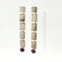 Vintage 925 Silver Long Modernist Dangle Earrings With Purple Iolite Stones
