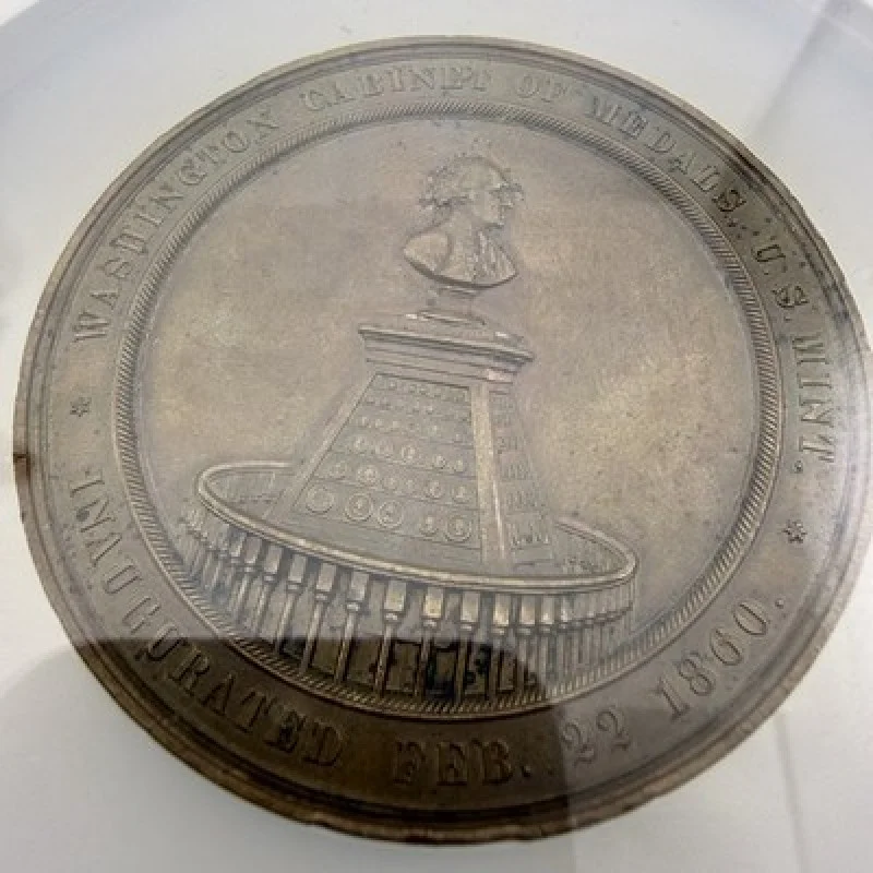 1860 George Washington Mint Cabinet Medal J-MT-23 60mm NGC UNC Details