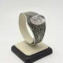 Vintage 925 Sterling Silver Filigree Cuff Bracelet Natural Pink Gemstone