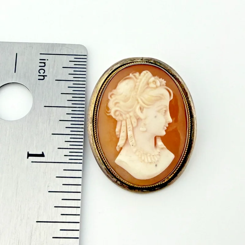 Vintage Handmade Silver Convertible Brooch Pendant Shell Cameo Lady Portrait