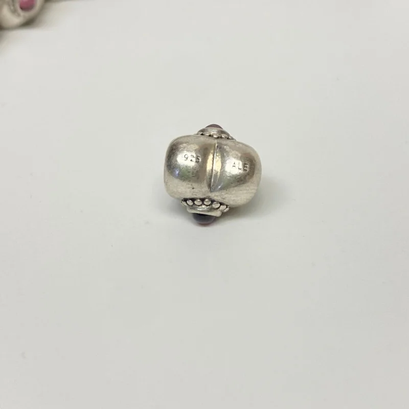 Pandora Heart Charm Retired Super Pretty Pink Rhodolite Sterling Silver 925 ALE