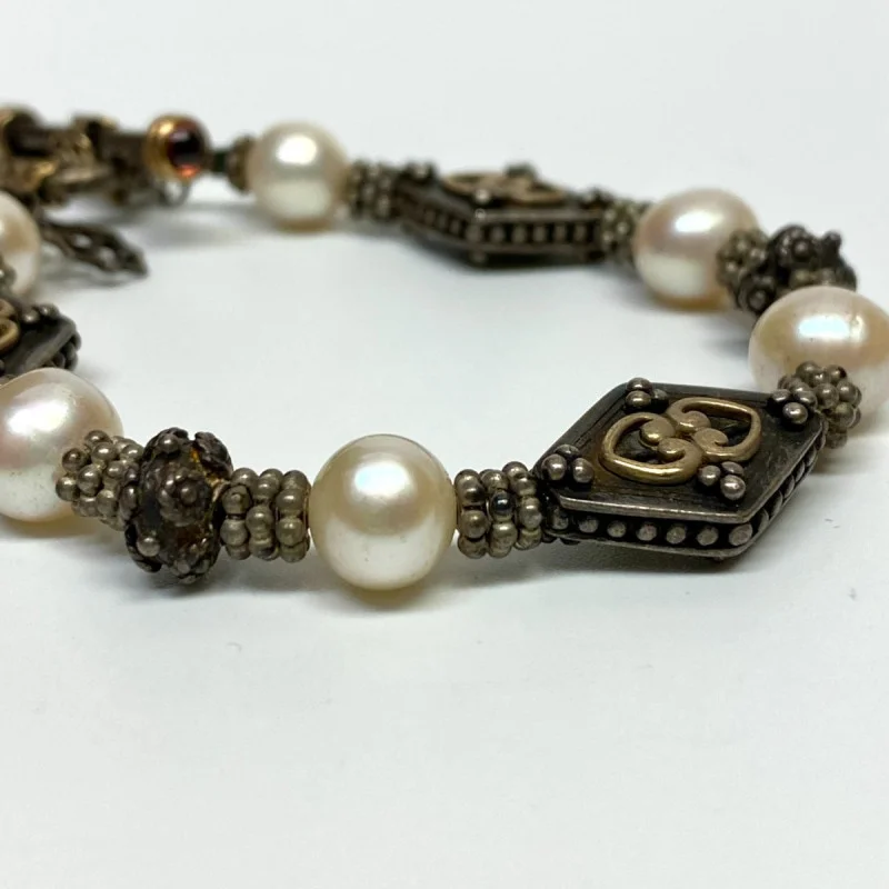 Elyse Ryan 925 Silver and 18K Gold Pearl Bracelet 7.5 in