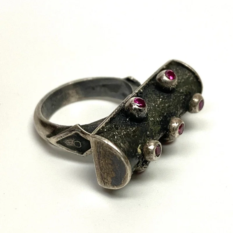 Vintage Ruby & Sterling Silver Cocktail Ring