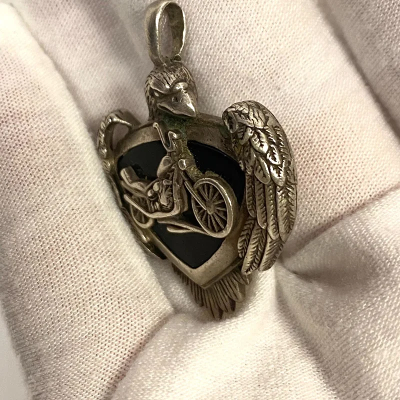 Vintage As Motorcycle Eagle “Live To Ride” Pendant 16.1 Grams