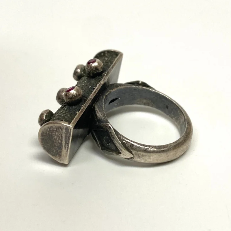 Vintage Ruby & Sterling Silver Cocktail Ring