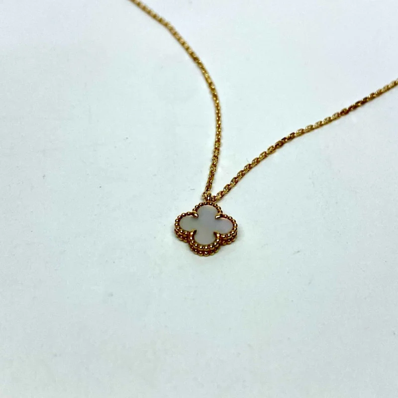 Van Cleef & Arpels Sweet Alhambra Necklace 18k Yellow Gold Mother of Pearl
