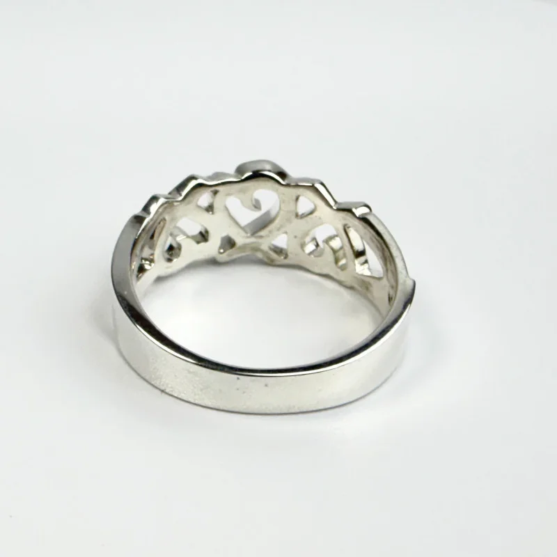 TIFFANY & CO PALOMA PICASSO TRIPLE LOVING HEARTS STERLING SILVER RING 6