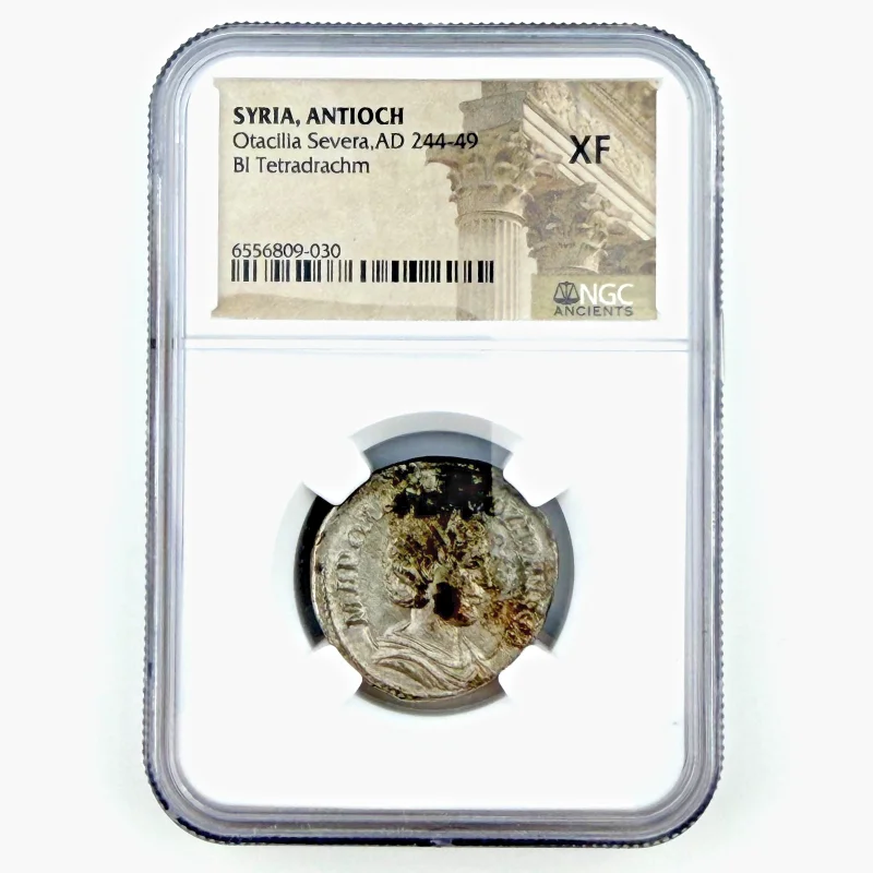 SYRIA, ANTIOCH Otacilia Severa (AD 244-49) Bl Tetradrachm, NGC XF