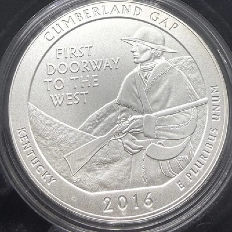 2016 P ATB 5 oz. Silver Coin - Cumberland Gap Historical Park Kentucky OGP #180