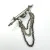 Rare Vintage Sue Susan Drabkin Sterling Silver Brooch with Chains and Green Jade