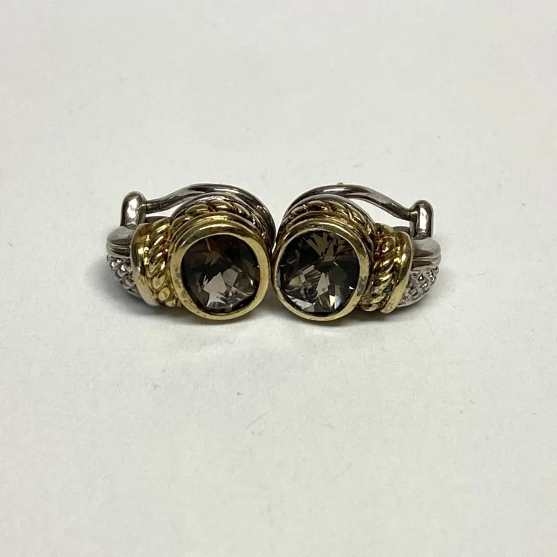  18K Judith Ripka  Designed With Sterling Silver  925 & Gemstone Earrings