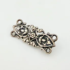 Art Nouveau 925 Sterling Silver Rectangular Floral Tiny Brooch Pin