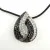 Sterling Silver Two-Tone CZ Teardrop Pendant Necklace on Rubber Cord