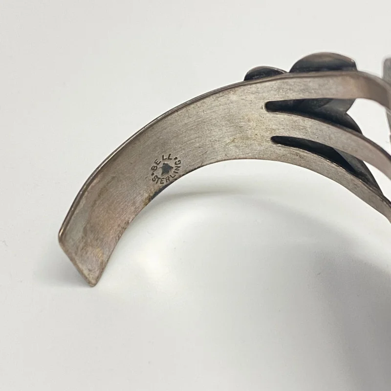 Vintage Cuff Bracelet Bell Sterling with Turquoise
