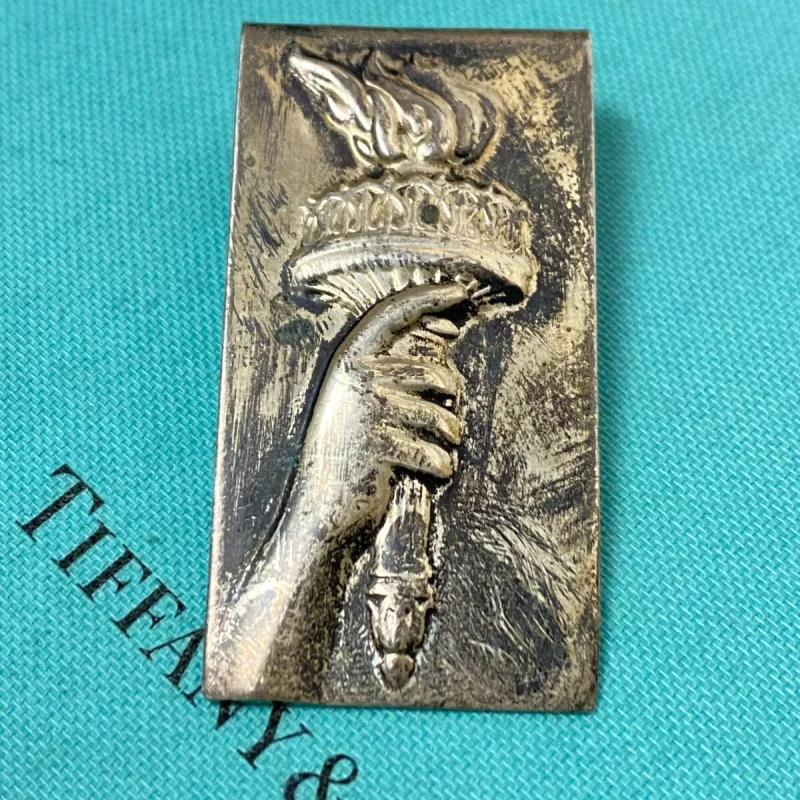Tiffany & Co Silver Statue Liberty Torch Fire Money Clip Holder W/Pouch &am