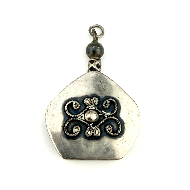 Vintage Israel Sterling Silver Perfume Bottle Pendant with Screw on Top
