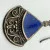 Vintage  Fan-Shaped Sterling Silver Filigree Dangle Earrings with Lapis Lazuli