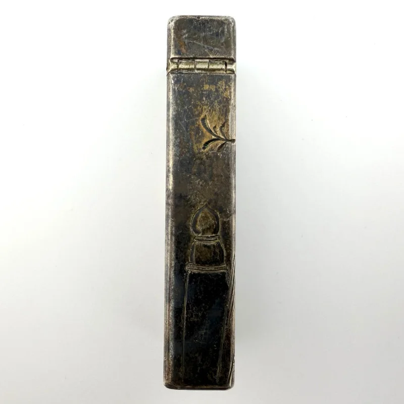 Vintage Sterling Silver Japanese Lighter Taiyo Geisha Kimono Engraved Flip-Top
