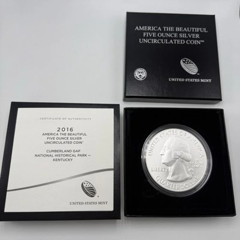 2016 P ATB 5 oz. Silver Coin - Cumberland Gap Historical Park Kentucky OGP #180