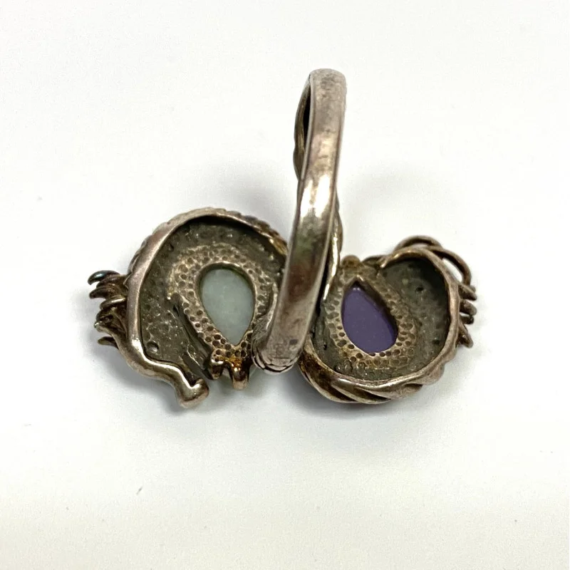 Joy Jade and White Sapphires Sterling Silver Shape Dragon Ring